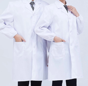 Bata de Laboratorio Duradera, Bata Médica Blanca Unisex, Uniformes para Hospitales, Tejidos para Uso Prolongado, Manga Larga, Polialgodón - Product Image 4