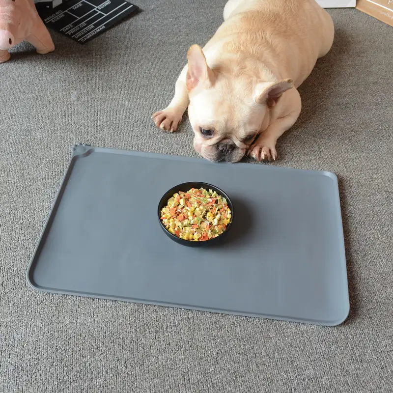 Silicone Pet Feeding Mat Waterproof Dog Cat Food Mat with Raised Edges Dog Cat Water Bowl Place mats