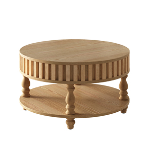 Mesa de Centro Moderna OE HOME con Acabado de Madera Natural, Tapa Abatible y Patas de Madera Sólida para Sala de Estar - Product Image 6