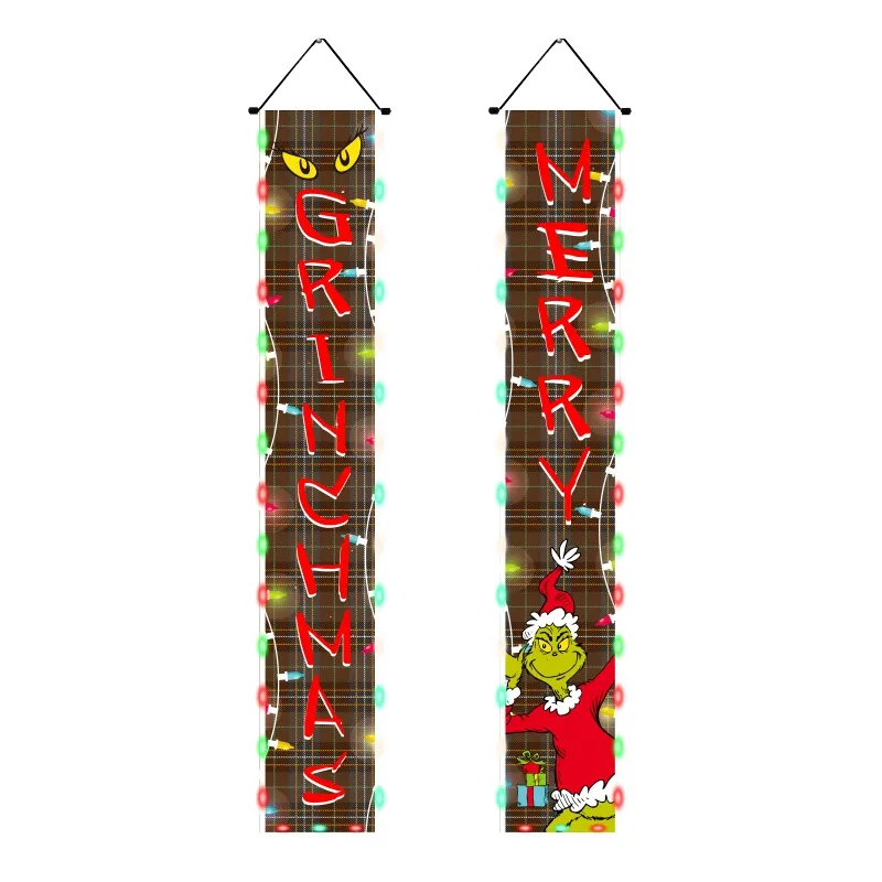 2023 Christmas Banner Ornaments Custom Pattern For Decoration Xmas Merry Christmas Porch Sign Decorative Door Banner