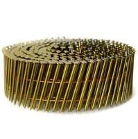 Clou en bobine collé à la filière, 15 degrés, 1 1/2 à 3 3/4, en acier au carbone zingué, à tige annulaire lisse, pour palettes, toiture et charpente