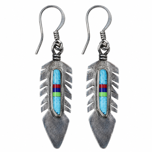 Orecchini Pendenti con Piume in Stile Etnico Vintage, Gioielli Ispirati ai Navajo Multicolore da Indossare Quotidianamente per Signore - Product Image 1