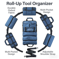 Sac de rangement pour outils Oxford imperméable avec fermeture éclair, pochette de rangement portable à enrouler, multi-poches, poignée, logo personnalisé OEM