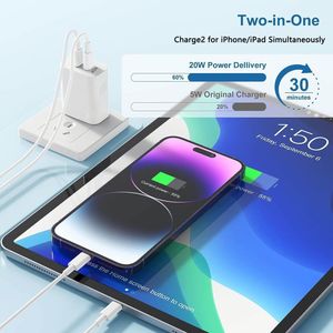 US EU <b>Plug</b> Dual USB Type C <b>Adapter</b> PD 40W Fast Charging Wall Cell Phone Power Charger for Phone 11 12 13 14 15 16 - Product Image 5