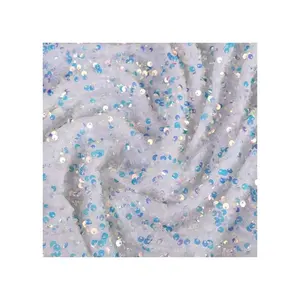 High Quality 5mm Sequin Fabric Glitter Mesh Embroidery Fabric Popular Fancy Yarn Fabric