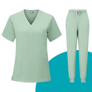 Women Scrub Set V-Neck Top Pants Moisture Wicking Knitted Uniform Hospital Workwear S XXL - Product Image 4