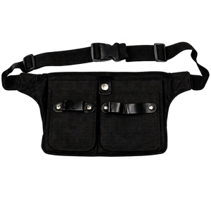 Bolsa de Lona Negra para Herramientas de Barbería, Bolsa de Cintura para Peluquería, Funda para Tijeras, Correa Ajustable, Cierre de Cremallera para Salón - Product Image 1