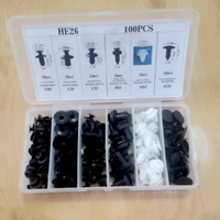 HE26 100 pièces Kit de clips de fixation pour pare-chocs et panneaux de porte de voiture, kit de broches de poussée pour la mise à niveau et la rénovation automobile