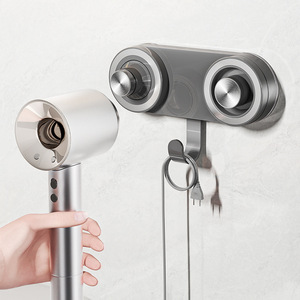 Soporte de inodoro sin perforaciones para secador de pelo con ventosa magnética de plástico moderno para baño montado en la pared compatible con <span class=keywords><strong>Dyson</strong></span> - Product Image 1
