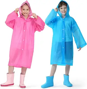 Детское дождевое пальто EVA, многоразовое дождевое пончо с капюшоном и рукавами, Водонепроницаемые Дождевики для мальчиков и девочек