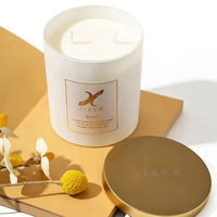 Nouvelle décoration de la maison Festival cadeau mat blanc verre arôme plante naturelle arôme minimalisme bougie parfumée