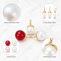 Pendientes de Perlas de Imitación de Agua Dulce en Tono Dorado con Gancho y Cierre de Palanca de 14mm 12mm 24-39mm, Joyería al por Mayor