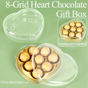 SUNSHING - Caja de Plástico para 8 Bombones, Caja de Embalaje para Dulces y Galletas, Cajas Acrílicas Transparentes en Forma de Corazón para <span class=keywords><strong>Ferrero</strong></span> Rocher - Product Image 1
