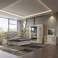 Nouvel Ensemble de Chambre à Coucher de Style Turc en MDF avec Lit King Size, Lit Double en Cuir, Meubles de Rangement pour la Maison, Vente en Gros pour Hôtels