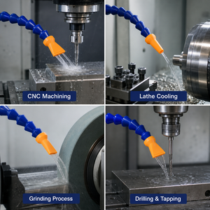 Kit de tuyau de refroidissement articulé bleu avec segments en forme d'entonnoir emboîtables et <span class=keywords><strong>embout</strong></span> <span class=keywords><strong>rond</strong></span> en bec de canard orange pour machine de découpe de métal CNC - Product Image 6