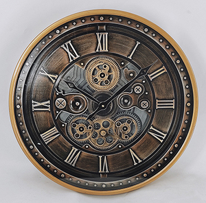 REIDA Industrial Steampunk Battery Operated <strong>Roman</strong> Bronze Antiqued Industrial Moving Gear Wall <strong>Clock</strong> for Living Room Decor - Product Image 4