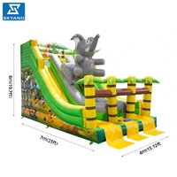 Grand toboggan aquatique commercial parc aquatique toboggan gonflable sur le thème de la savane toboggan aquatique sec à vendre