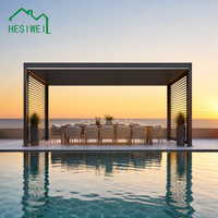 Pergola motorisée en aluminium HESIWEI, abri de voiture extérieur, auvent de stationnement, abri de garage, pergola à toit à lames orientables