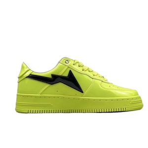 Zapatos Deportivos de Lujo para Hombre, Modelo Ape Man Star, Transpirables, Color Amarillo Neón Brillante, Detalles en Charol Negro, Malla Antideslizante, Juveniles - Product Image 1