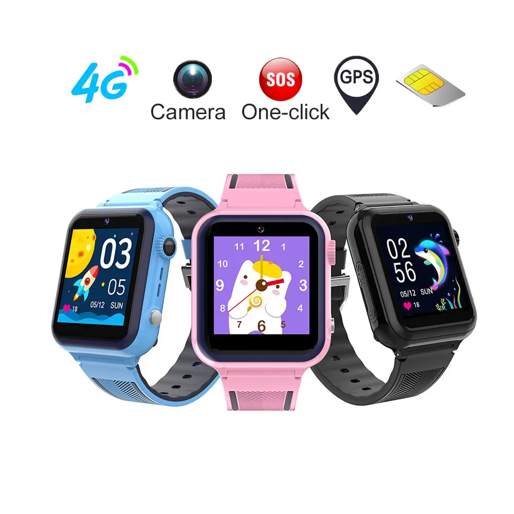 Kids safety SOS reminder 4G camera Video call smart gps watch with sim 4g gps