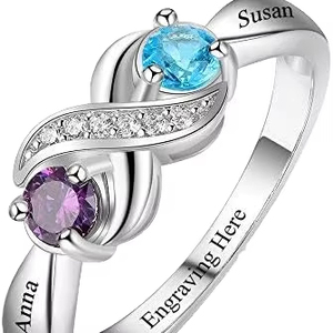 <span class=keywords><strong>Anillo</strong></span> de Piedra de Nacimiento Infinito en Forma de 8, Precio Mayorista de Fábrica de Joyería, Banda Personalizada con Gema del Mes para Mamá, Regalo de San Valentín o Uso Diario - Product Image 2