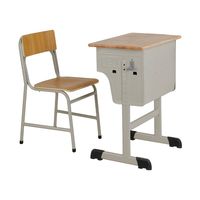 Ensemble de bureau et chaise d'école réglables avec boîte à livres en acier, table d'étude en bois avec base en T, mobilier scolaire durable