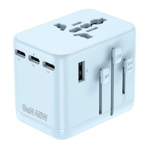 45W GaN Universal Travel <b>Adapter</b> International Power <b>Plug</b> Converter with 4 <b>USB</b>-C + 1 <b>USB</b>-A + 2 AC Ports for EU/UK/US/AU - Product Image 2