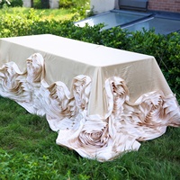 Offre Spéciale Rosette Pétale Feuille Nappes En Trois Dimensions Fleur Satin Nappe pour Hôtel De Mariage