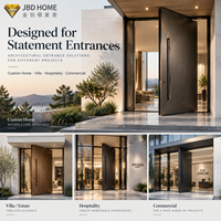 Porte d'entrée moderne minimaliste en acier avec design géométrique et panneau de verre pleine hauteur - Porte d'entrée sécurisée pour l'extérieur de la maison