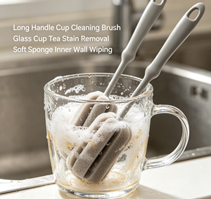 <b>Long</b> <b>Handle</b> <b>Sponge</b> Cleaning Brush Handheld Cup Bottle Brush Kitchen Sink Scrubber Grey - Product Image 5