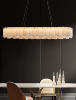 Lustre moderne contemporain en albâtre naturel, lumière en marbre, villa, salon, lampe décorative en laiton, éclairage d'hôtel