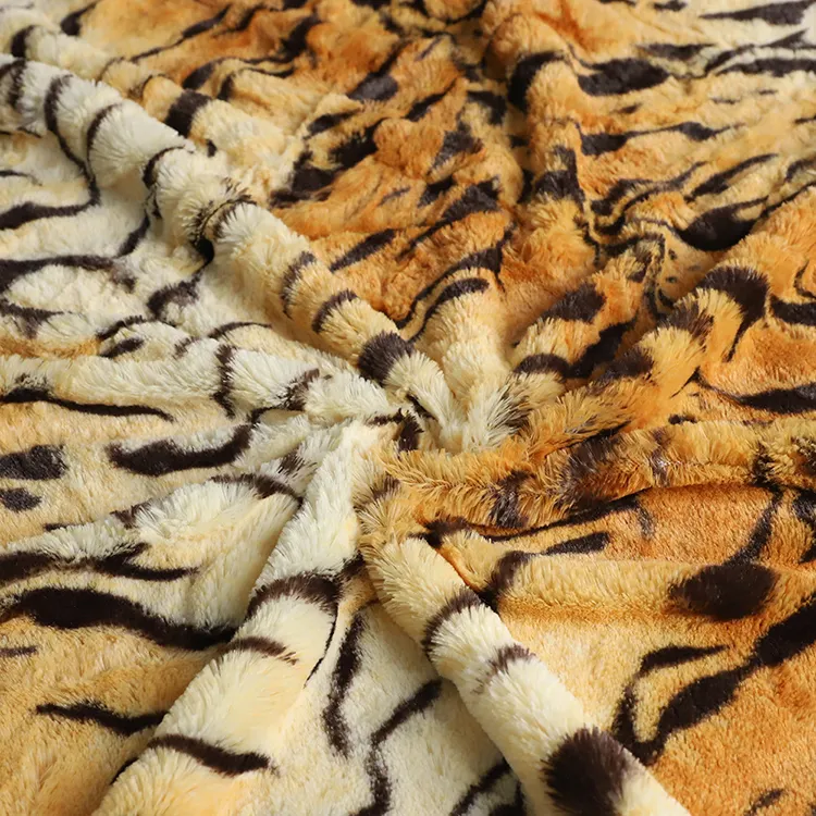 Nieuwe Luxe Superieure Zachte Comfortabele Gedempte Toon Tiger Gedrukt Kleding Speelgoed Thuis Textiel Dames Jassen Konijn Faux Fur Stof