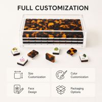 Tuiles de Mahjong en Acrylique, Ensemble de Mahjong Américain 3 Couches, 160 Pièces avec Boîte de Rangement, Luxe Écaille de Tortue, Logo Personnalisé, Fabrication OEM