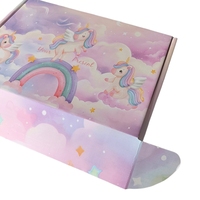Caja de Envío de Cartón Corrugado Impresa con Diseño de Unicornio Arcoíris a Todo Color para Empaque de Regalos