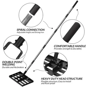 Nivelador industrial de solo e fertilizante para paisagens, nivelador de borracha para gramado e golfe, nivelador de chão, nivelador de nível de quintal, suporte de 114x25.5cm, com suporte para OEM