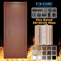 Porte coupe-feu en placage de bois foncé pour appartement, hôtel, villa, norme EI60, porte intérieure insonorisée et ignifugée en bois