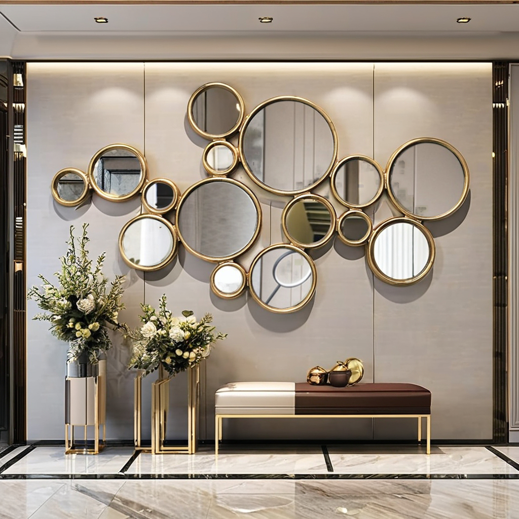Customized Modern Glass Wall Mirrors Art Deco Home Decorative Hanging for Living Room Furniture Wall Mirrors · image 1