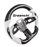 Volant personnalisé en cuir blanc et fibre de carbone pour Ford Mustang S550 GT 2015-2020, style sport racing