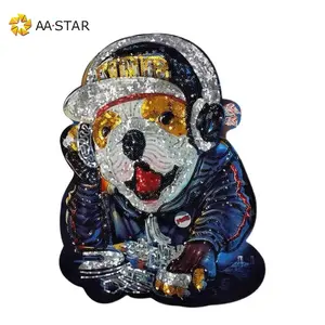 Wholesale oversized sequin patch music dog embroidery cloth sticker