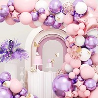 Kit d'arche de guirlande de ballons papillon rose et violet pour décoration de fête d'anniversaire, baby shower, ballons en latex, fournitures pour fête de mariage