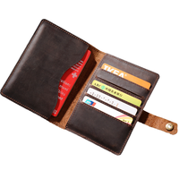Portefeuille de voyage vintage pour homme en cuir de vache véritable pleine fleur Crazy Horse, étui pour passeport, fermeture à 3 volets
