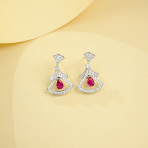 925 Silver Cultivated Ruby Dress Earrings Lab-Grown Gemstones High-End Feel Exquisite and Beautiful Birthday Gift <b>Girlfriend</b> Q - Product Image 3