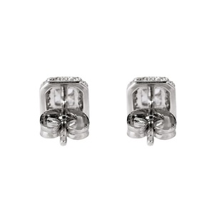 Stud Earrings Cubic Zirconia Square Halo 925 Silver Needle Geometric Design Sugar Cube Style For Men And Women - Product Image 3
