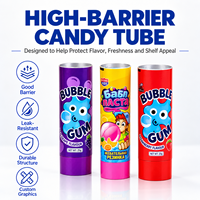 Tube d'emballage pour bonbons en aluminium et plastique imprimé sur mesure, qualité alimentaire, finition UV, bouchon à vis 12,7-35 mm