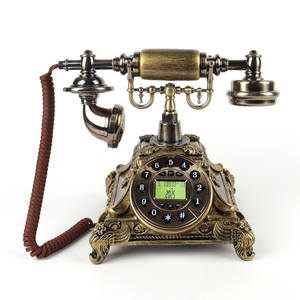 Décoration d'intérieur en promotion : Le meilleur téléphone filaire européen de qualité, vintage, classique, antique, en résine, marron foncé, avec fonction de recomposition. - Product Image 2
