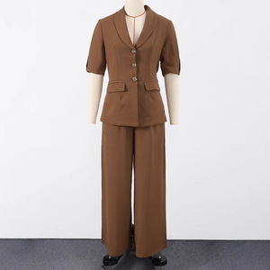 Conjunto de 2 Piezas Casual para Mujer, Elegante, de Color Sólido, con Traje de Manga Corta y Pantalones, a la Moda - Product Image 5