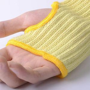Gants de sécurité anti-coupure jaunes avec trou pour le pouce, en tissu aramide tricoté résistant à la chaleur et dotés de propriétés anti-coupure - Product Image 5