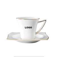 Ensemble de tasses à thé en porcelaine fine avec bordure dorée de luxe, tasse à café en céramique avec logo personnalisé imprimé, tasses à thé