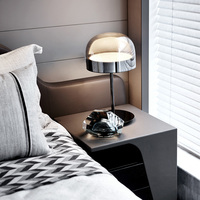 Lampe de table rétro américaine en métal doré, lampe d'intérieur de lecture personnalisée, abat-jour en verre transparent, lampe de table