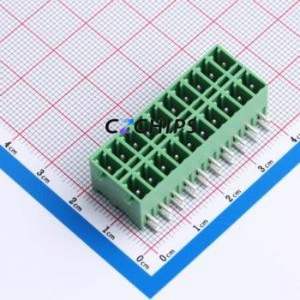 DB2ERHBG-3.81-2*10P-GN Plug-in Terminal Block Bent Lead Through Hole,P=3.81mm Board-to-Board / Socket - Closed Snap Fixing 2x10P - Product Image 1